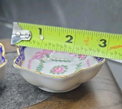 2 Royal Danube 1886 Collection 3″ In Trinket Dish Bowl Small Pink Rose Blue Trim