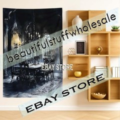 Gothic Chandelier Table Scene Wall Hanging Tapestry witchcraft decor 39X59 in