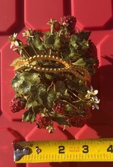 Gorham Jane Hutcheson Brass Basket Fleurs des Siecles Enamel Strawberries
