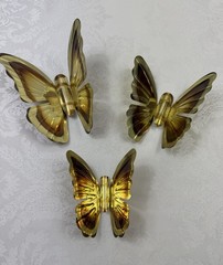 Vtg MCM Gold Brass Butterfly Wall Art Decor Set of 3 Home Interiors Graduated