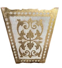 Vintage 1940s Italian Florentine Gold Gilt Neoclassical Wastebasket & Tissue Box