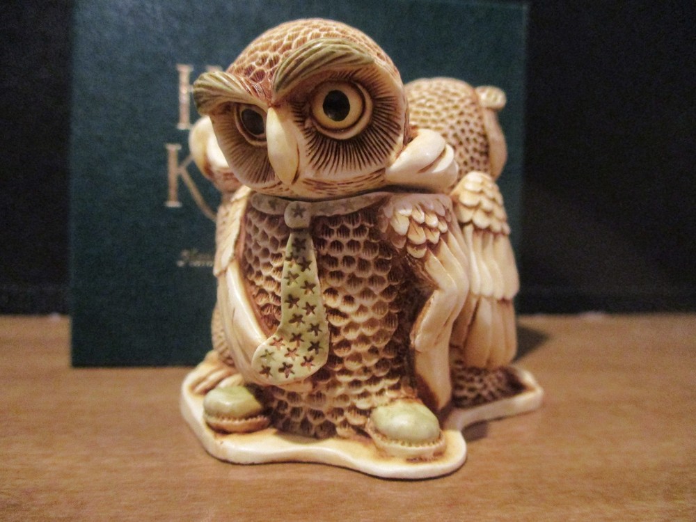 Harmony Kingdom Wise Guys Three Owls UK Made Marble Resin Box Figurine SGN