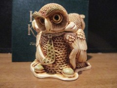 Harmony Kingdom Wise Guys Three Owls UK Made Marble Resin Box Figurine SGN