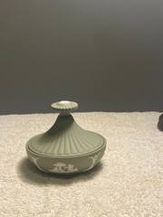 Vintage Wedgwood Jasperware Sage Green Rare Trinket box Made in England