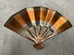 Vtg HOMCO Solid Copper Fan Plaques Set of 3 In Original Box MCM