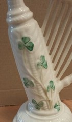 Vintage Belleek 6” Shamrock Harp handmade in Ireland 7th Gold Mark Excellent
