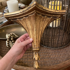 VTG Hollywood Regency Gold Ornate Fluted Wall Shelf Bracket Sconce Corbel
