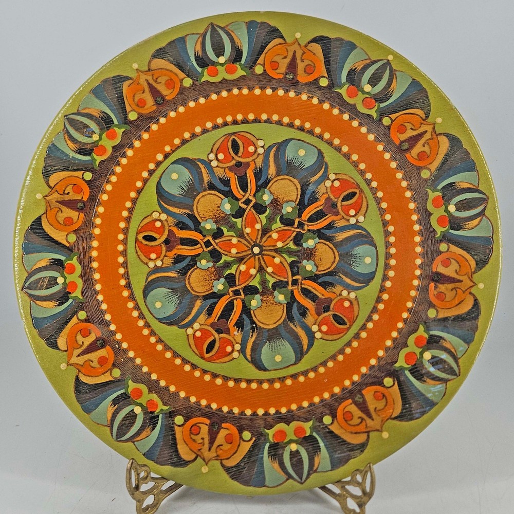 Vintage wood Wooden Hand painted wall decor Eastern European folk art