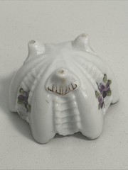 Vintage Unbranded Violet 3 Footed Candy Nut Dish Gold-Copper Tone Rim And Feet