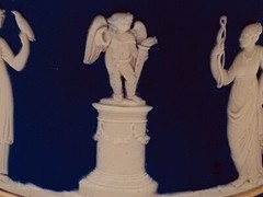 Wedgwood Jasperware Biscuit Barrel Antique Classic Edwardian Dark Blue EPNS Lid
