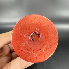 Hand Blown Studio Art Glass Vase Halloween Decor Artist Signed Red Black Spider