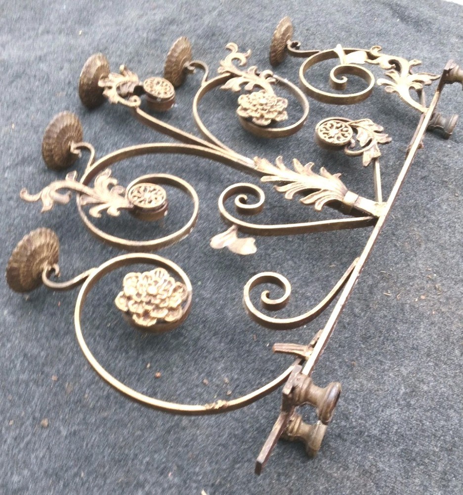 WROUGHT IRON CANDELABRA. RARE. HEAVY. FIVE CANDLES. 37 IN WIDE! 30 Lb? Italian?