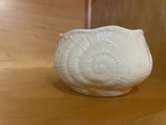 Vintage Ireland Belleek Seashell Dish Scalloped Opening Porcelain Trinket Dish
