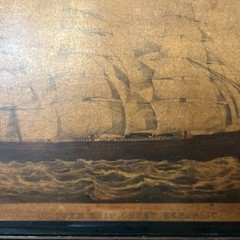 Very Old Wood Tray By Cross London Great Republic Ship Made In Rochester Ny USA