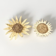 Ceramic Pottery Sunflower Handmade Set of 2 Made in USA