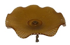 Antique Fenton glass Ruffled Pedestal ￼bowl with a brass Claw Foot Fun