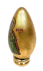 Gold Gilt with Religious Figure Decorative Wood Egg Made In Greece