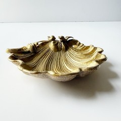 Vintage Hollywood Regency Gilt Metal Leaf Birds Soap Trinket Dish Catchall