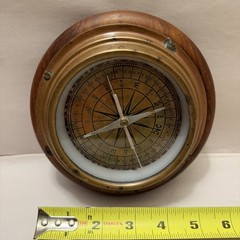Antique Nautical Compass Handmade Wood Copper Coastal Nautical Decor Estate VTG
