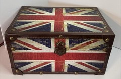 Union Jack UK Flag Treasure Box Chest United Kingdom Trunk Collectible