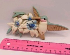 Vintage Burwood Hummingbird 2 Pc Wall Hanging Plaque Made In USA