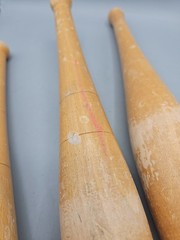 Antique Juggling Pins Wood Exercise Clubs Sportscraft Indian Club VTG Lot Of 3