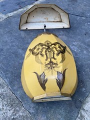 Antique French Tole Metal Lavabo Wall Fountain Basin Handpainted