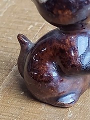 Small Mini Vintage Ceramic Cat Kitten Miniature Brown Orange Ears 2” Unbranded