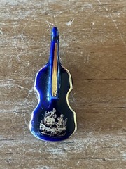 LIMOGES France Porcelain Bass Guitar Dollhouse Miniature Trinket Figurine Music