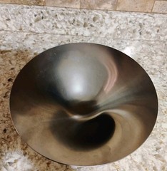 Modernist Jorgen Moller Footed Bowl Complet Royal Copenhagen Stainless Steel 11″