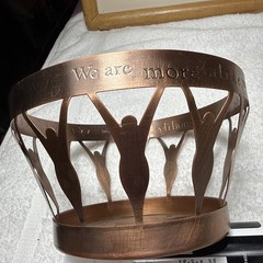 VTG Hallmark Maya Angelou Copper Figures Bowl Candle Holder “…more alike…” 2001