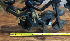 Primitive Tiki Tribal Wood Carving of 2 Natives on a Motorcycle