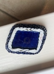 Antique Souvenir Cobalt Blue Basket Weave Dish Wurtsboro,NY Made In Germany