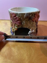 VTG Fitz and Floyd Woodland Fall Scene Owl Squirrel On Tree Stump Warmer EUC