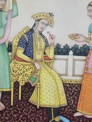 Rare Islamic handmade mughal miniature painting Of Princess Nur Un Nisa Begum