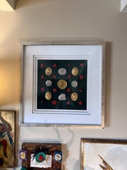 Grand Tour Neoclassical Gilded & Red Plaster Intaglio Set in Silvered Frame