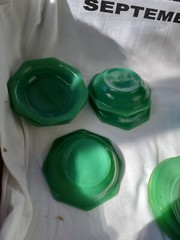 1930’s AKRO AGATE 5 Cereal Bowls JADE GREEN JADEITE JADITE