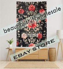 Gothic Wall Tapestry Crimson Rose Regal luxurious ornate bloom 59X82 in