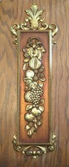 Vtg 1971 Gold Syroco Floral Fruit Wall Plaque 20” Tall 7222 Made In USA PVUC MCM
