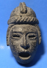 PRE-COLUMBIAN MIXTEC BASALT FACE PENDANT