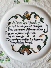 Belleek Irish Fine Parian China Marriage Blessing Plate Ireland 9″ NEW WITH TAG