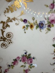 Antique 19th Century French Hand Painted Dresser Tray Gold Trim