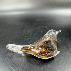 Hand Blown Art Glass Bird Figurine Paperweight Glass Artist Signed JC Vintage