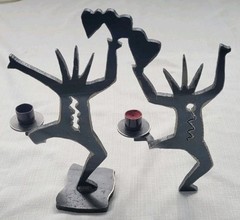 Vintage Original Ivan McLean Cut Steel Metal Sculpture Candle Holder Heart 1998