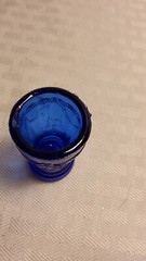 3 Pc Set Of Colbalt Blue With Roping Pattern Creamer 3 In. Sm. Glass 1.75 In.