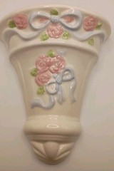 Vtg.80s 2pc. Home Interiors Tea Rose Ceramic Wall Pockets Cottage,Shabby Chic,