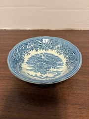 Blue & White English Village By Salem China Co. Olde Staffordshire 4″ Small Bowl
