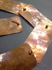 Brutalist Copper Belt Necklace Industrialist Modernist Steampunk Armor Metalwork