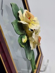 VTG Capodimonte Porcelain 3D Flowers Framed Made in Italy Signed Carlo Lowastano