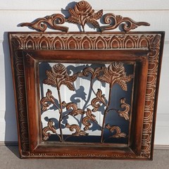 Vintage Art Nouveau Style Heavy Bronze Metal Wall Hanging Art Ornate Roses
